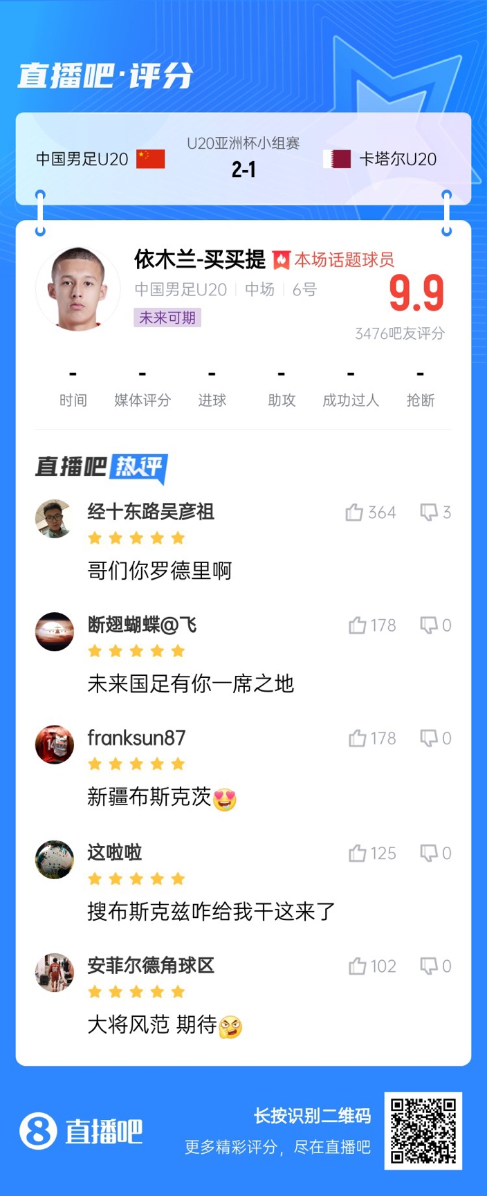  依木蘭+陳澤仕泰山中場連線！19歲依木蘭獲封：新疆布斯克茨！