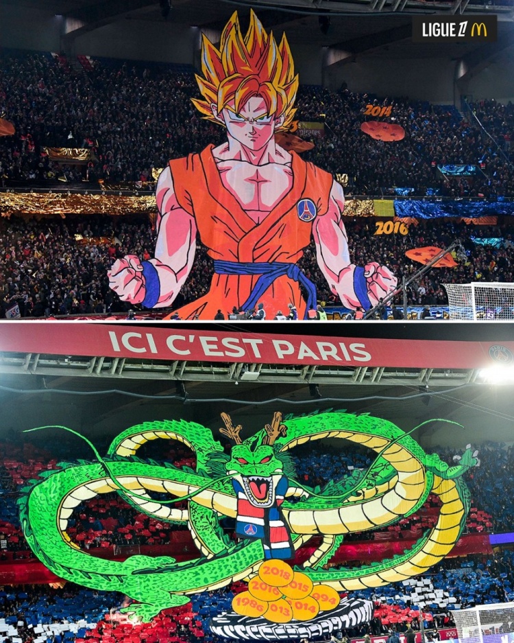  逝世一周年，法甲官推曬昔日巴黎主場(chǎng)龍珠TIFO：鳥山明經(jīng)典永存