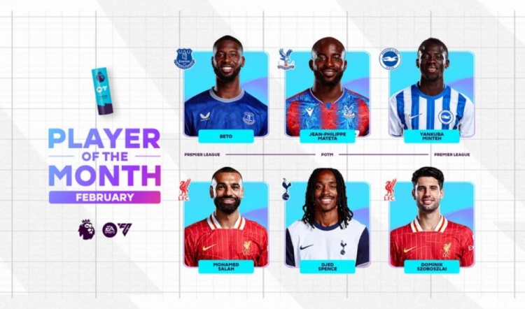  英超2月最佳候選：貝托、馬特塔、明特、薩拉赫、斯賓塞、索博