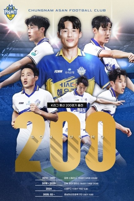  孫準浩完成K聯(lián)賽200場里程碑，貢獻26球34助